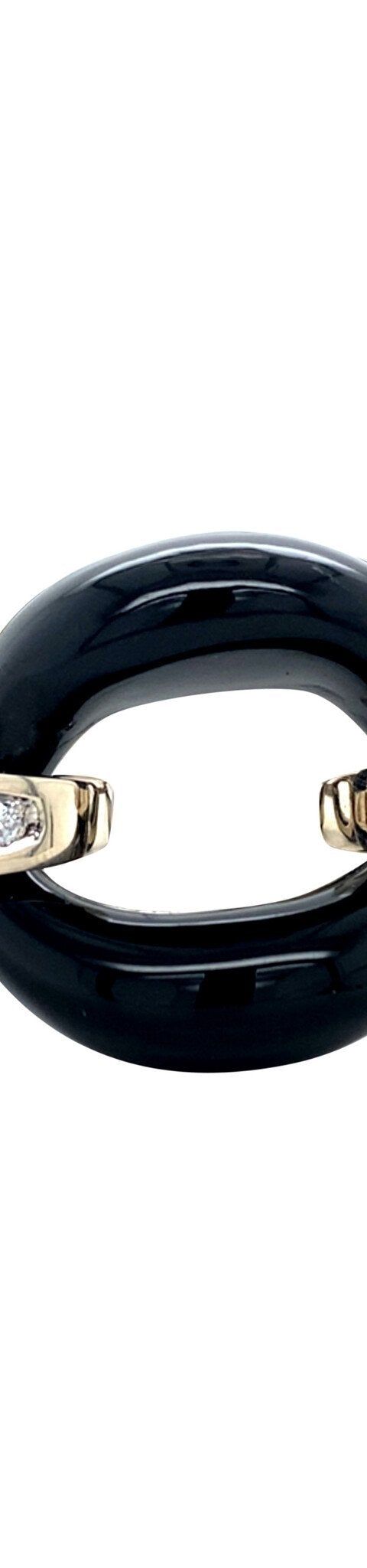 Vintage 14K White Gold Bracelet with Onyx and Diamond